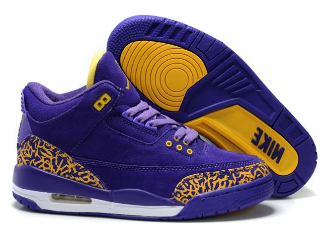 Fashion Womens Air Jordans 3 (III) Fluff Purple Yellow